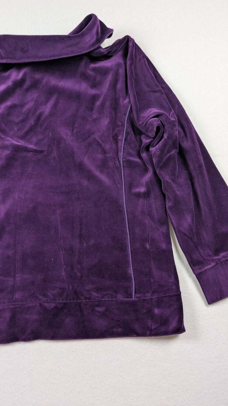 Lauren Ralph Lauren Purple Velour Zip-Up Jacket, Size L, Mob Wife Y2k - Picture 9 of 12